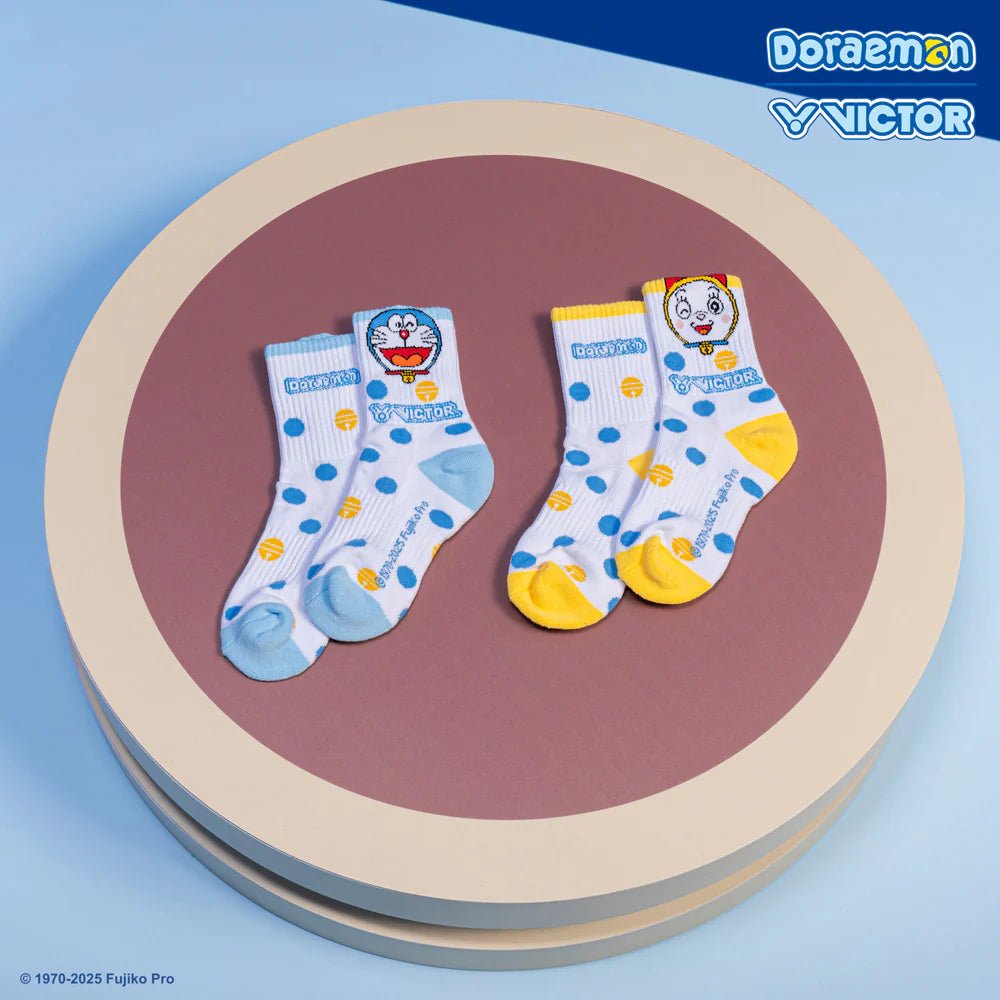 Victor USA Victor x Doraemon Junior Sport Socks SK516DRM (Light Blue)(Yellow) - B&T Racket